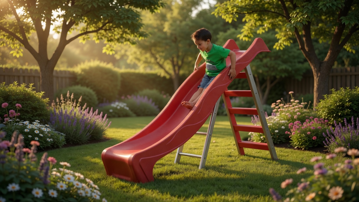 Outdoor ride-on toy and play scene