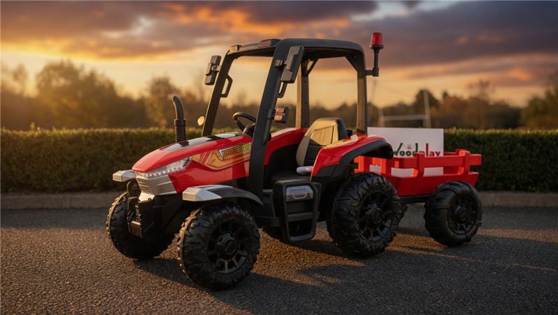 Kids 24V electric ride-on tractor and trailer