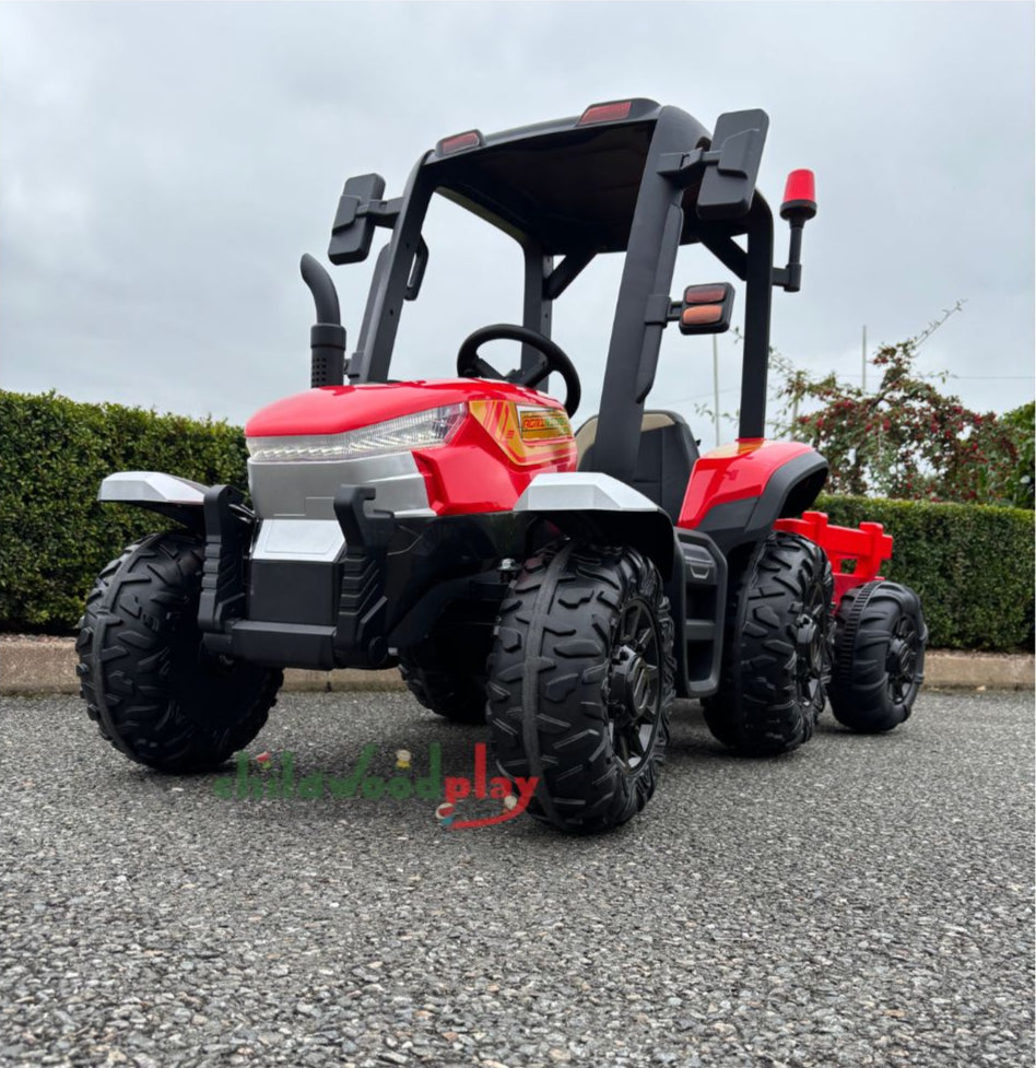 AgriRider Pro™ 24V Electric Ride-On Tractor & Trailer Red