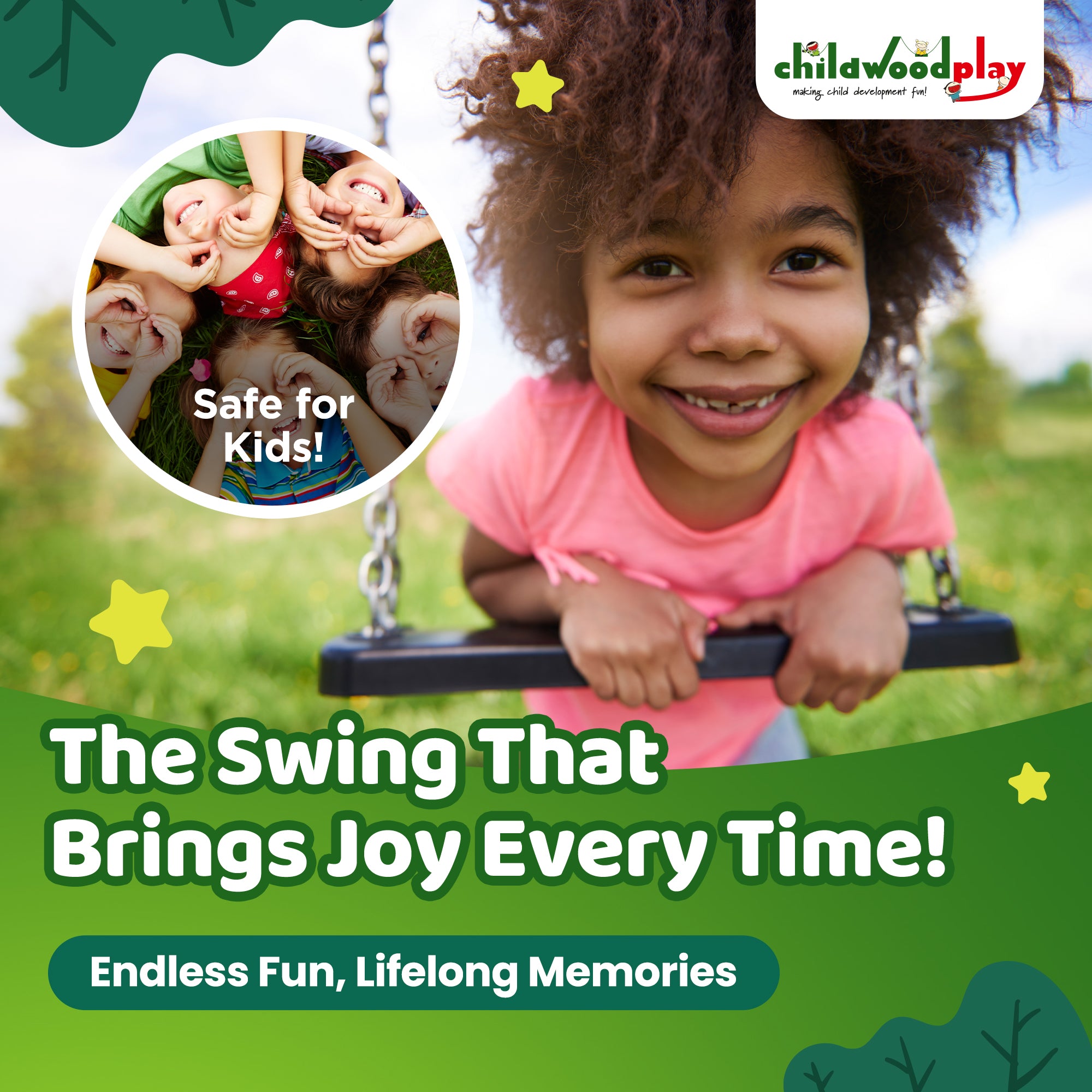 Child Rubber Swing Seat with Chains – Commercial Grade for Playgrounds & Parks