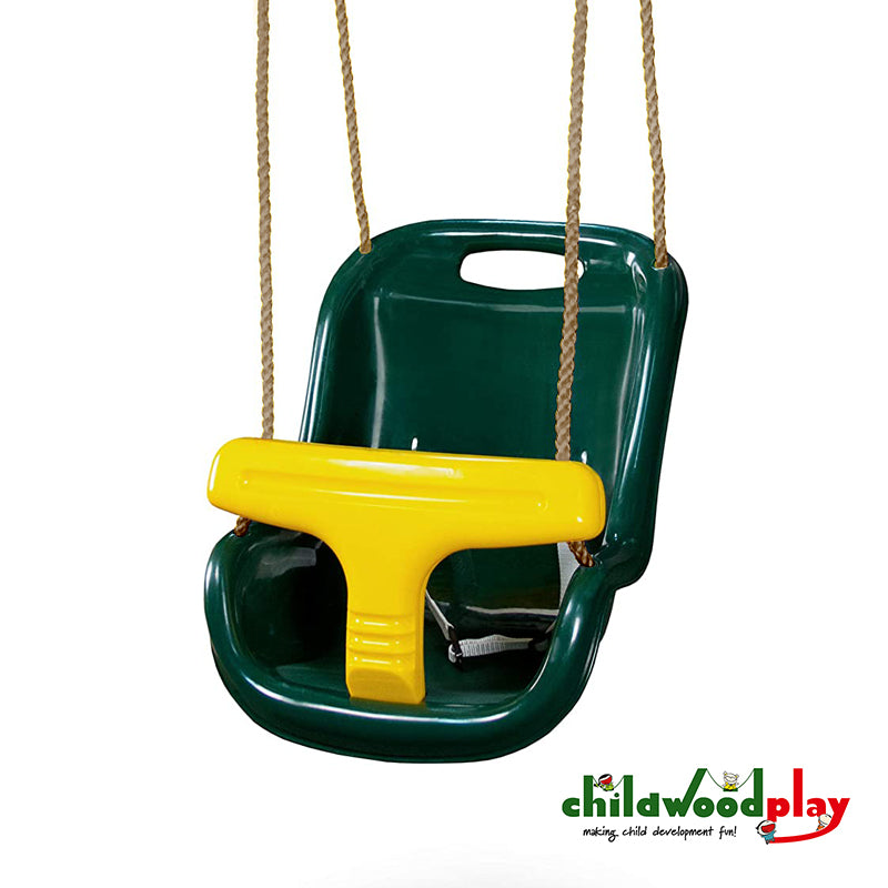 Deluxe Baby Swing Seat with High Back, T-Bar & Safety Belt Green