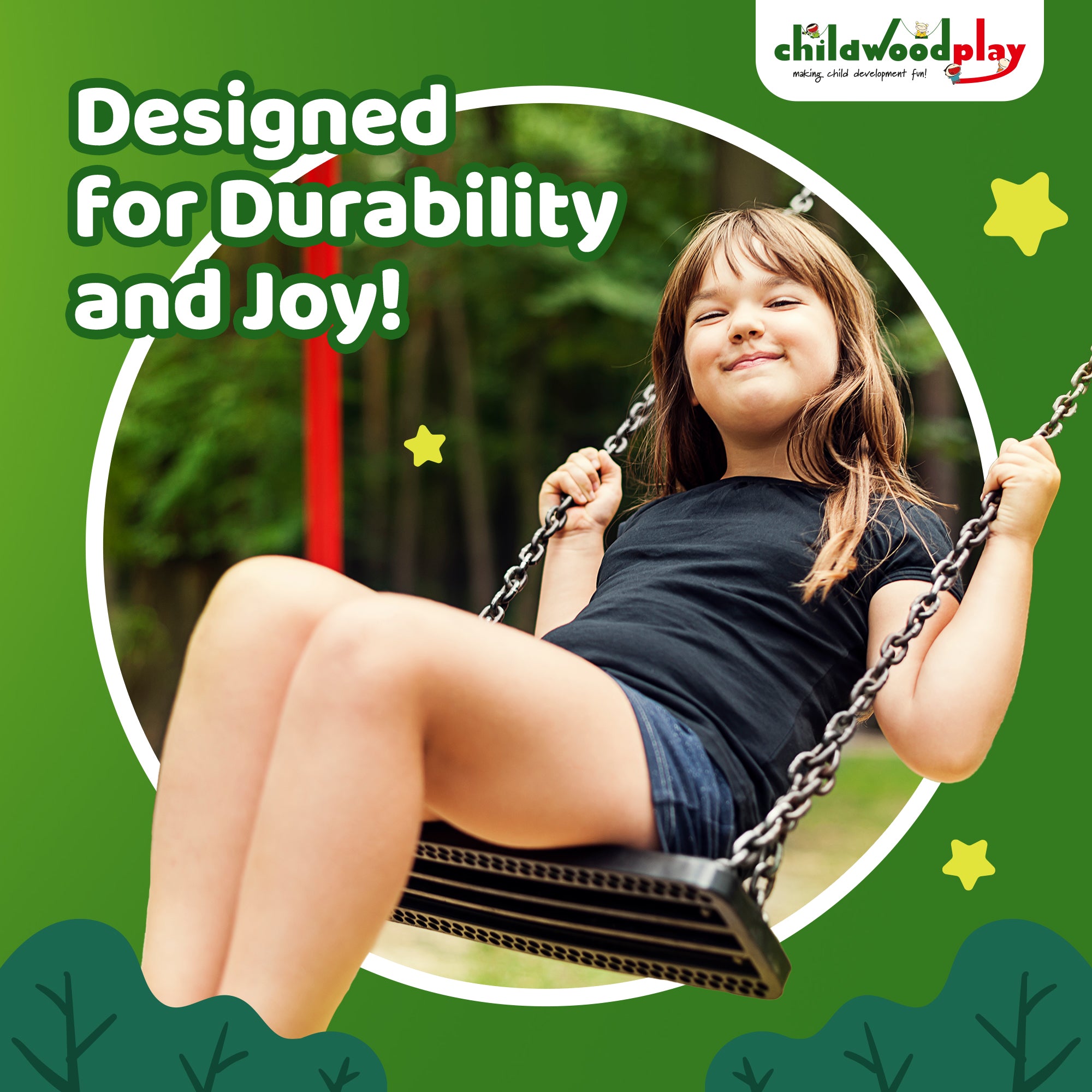 Child Rubber Swing Seat with Chains – Commercial Grade for Playgrounds & Parks