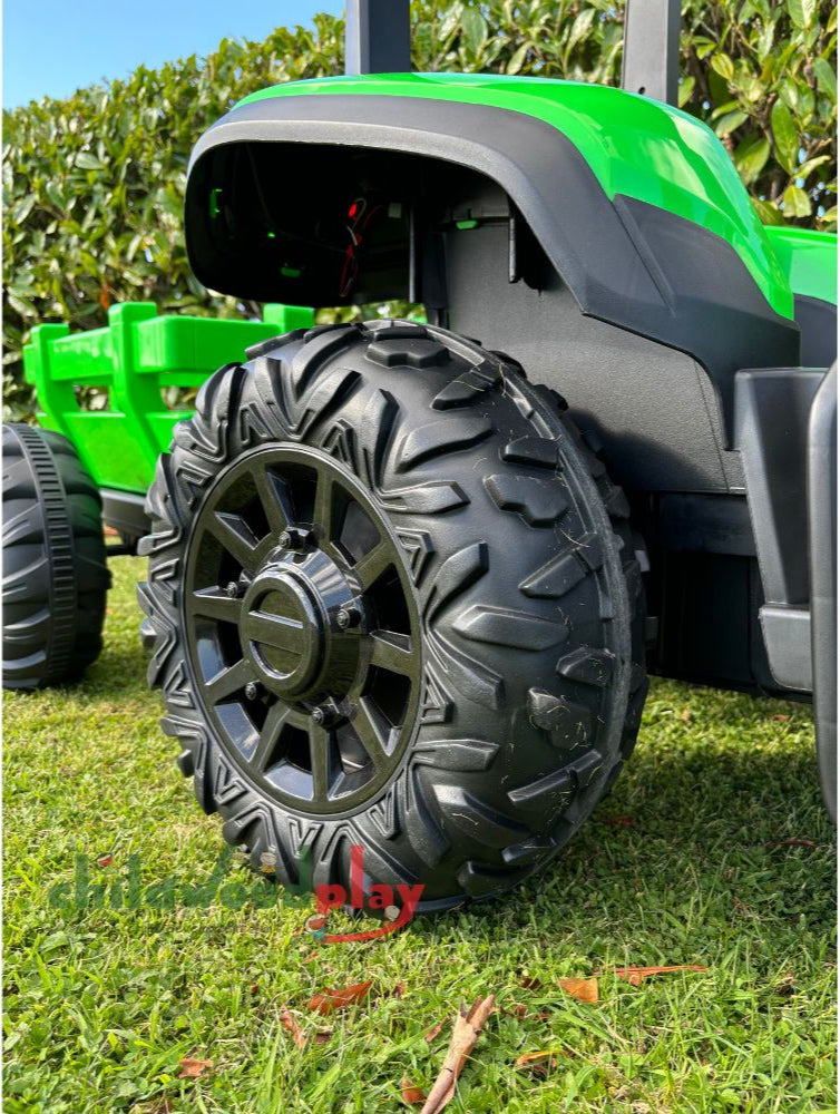AgriRider Pro™ 24V Electric Ride-On Tractor & Trailer Green