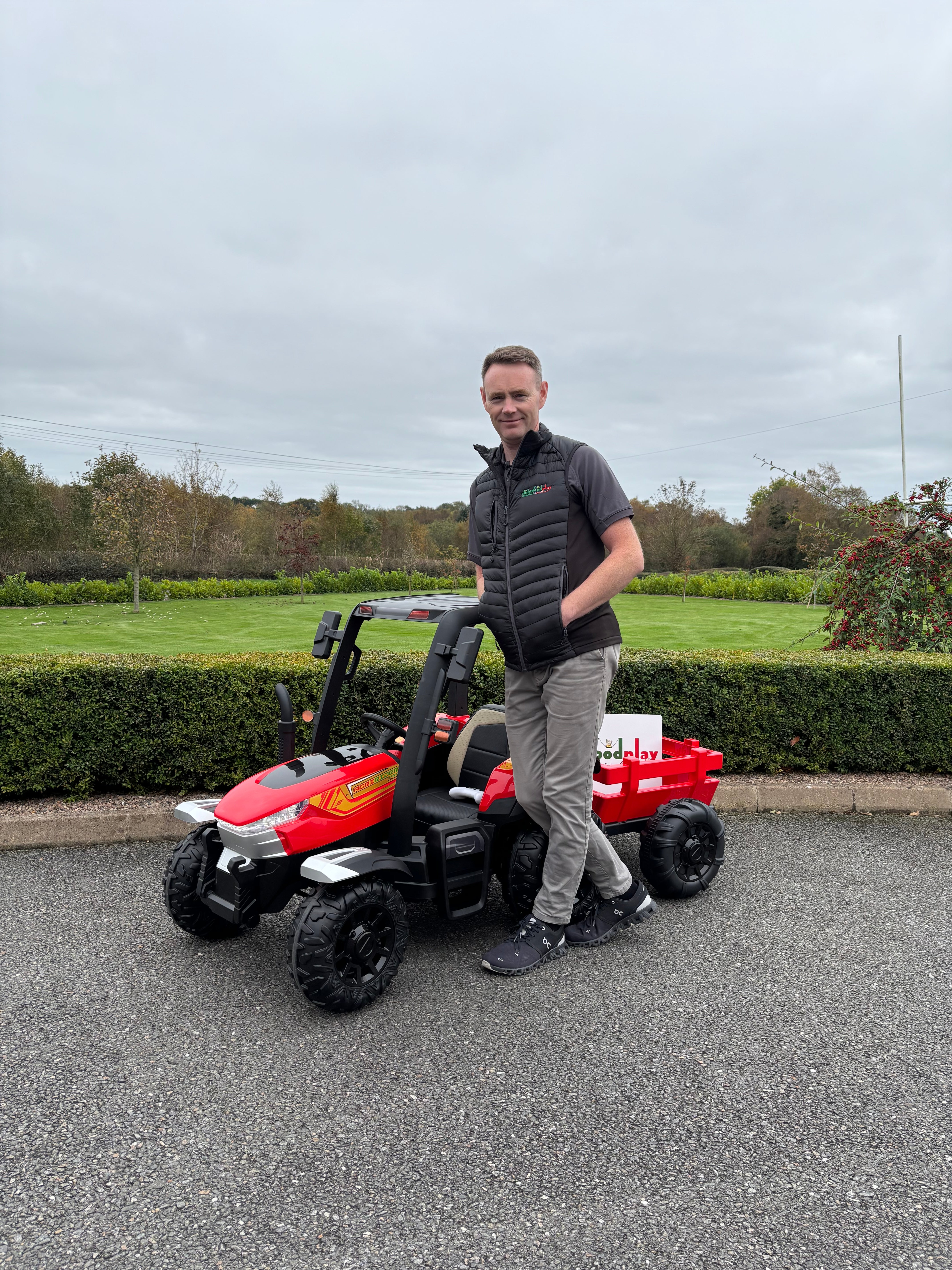 AgriRider Pro™ 24V Electric Ride-On Tractor & Trailer Red