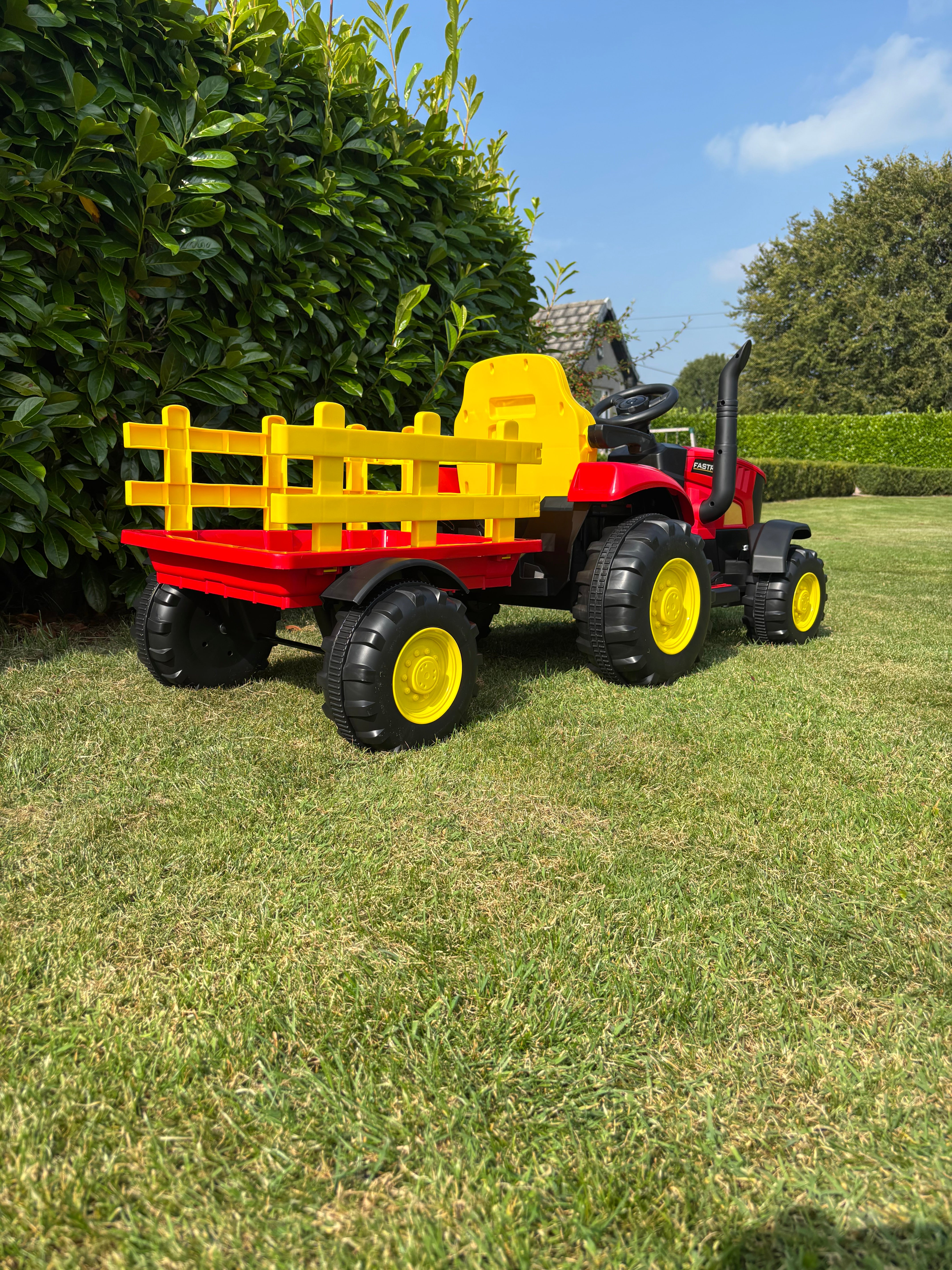 AgriRider 12V Electric Ride On Tractor & Trailer Red