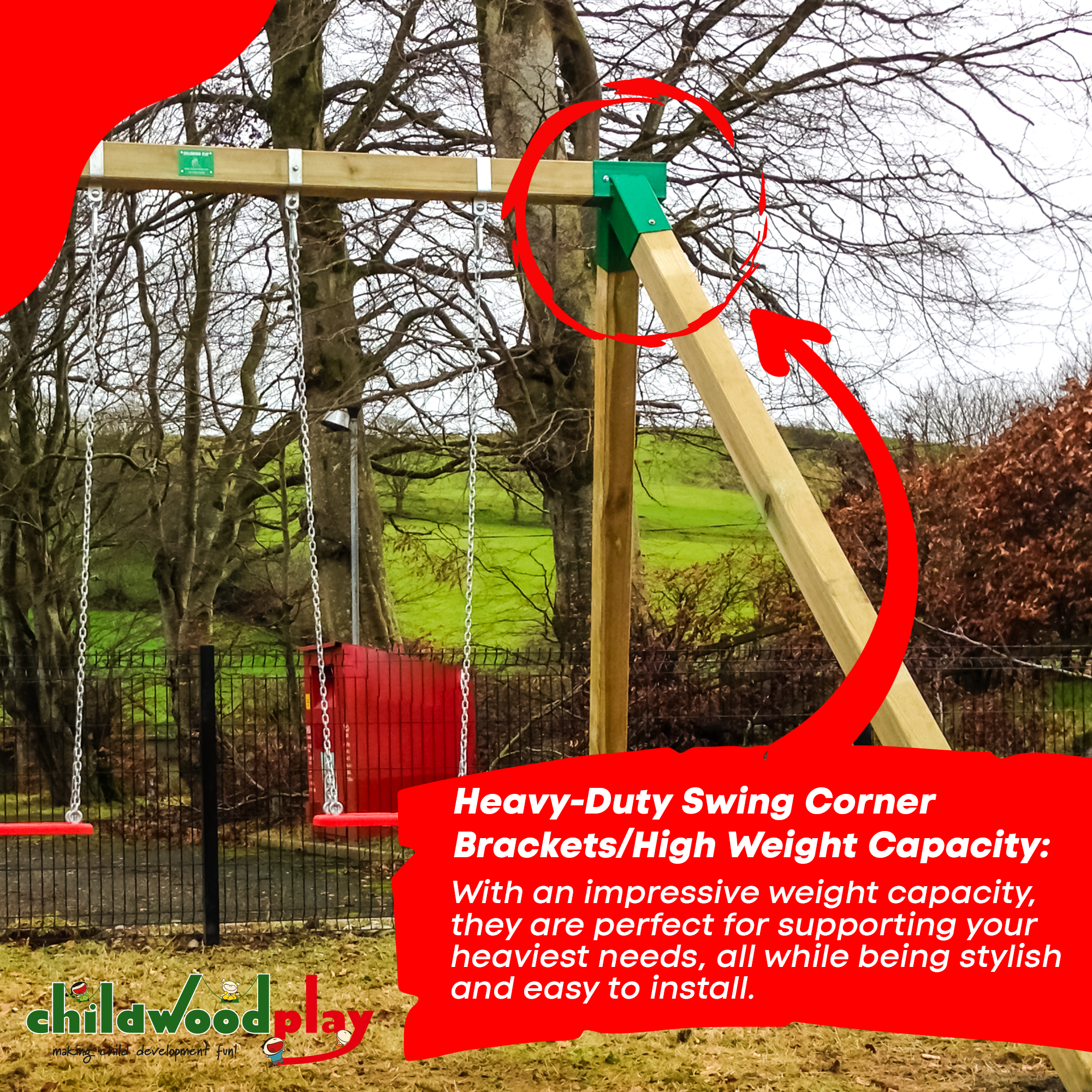 Pair of Heavy Duty Swing Corner Brackets | 100° Angle for 90mm x 90mm Posts – DI image 2