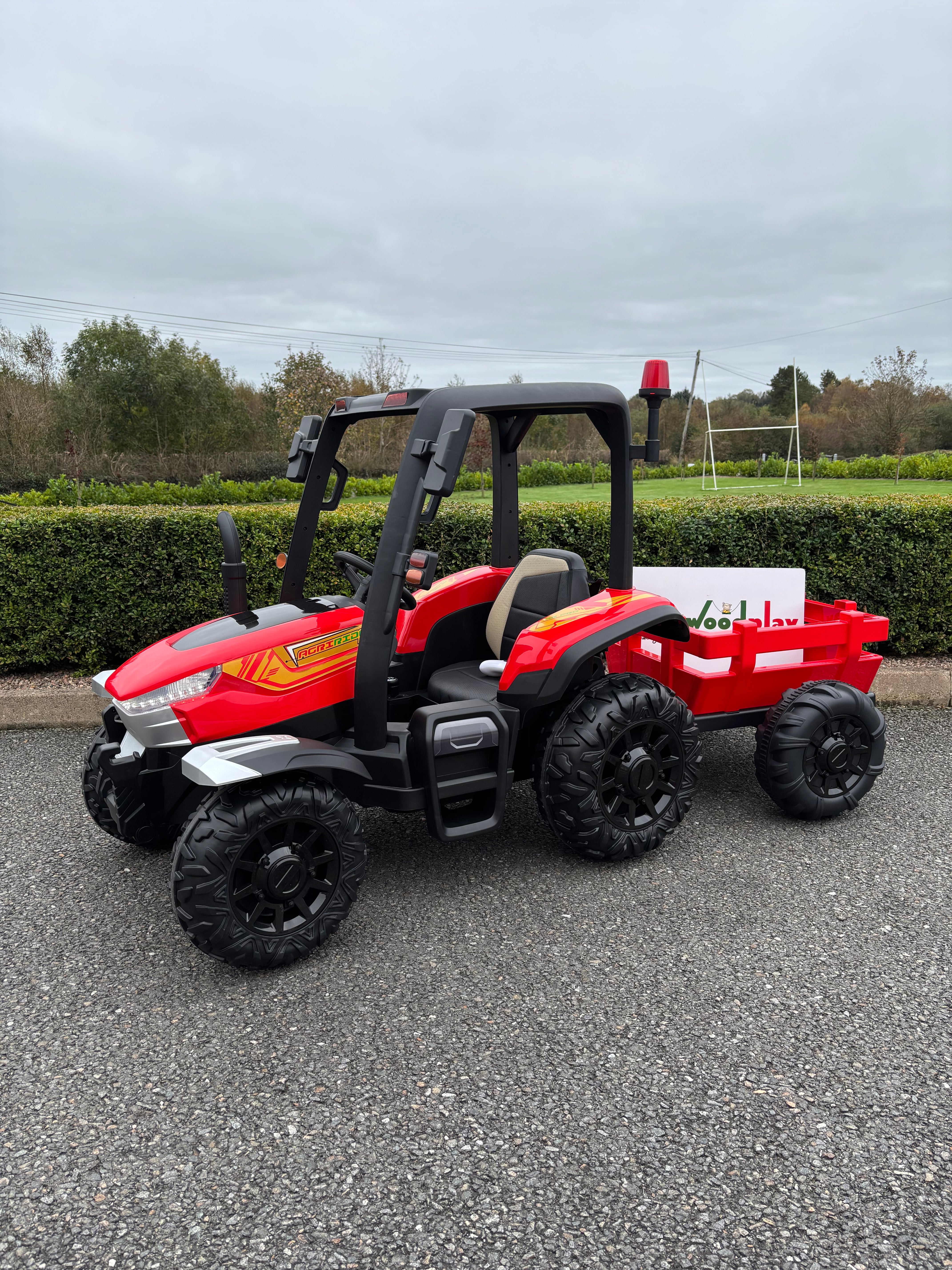 AgriRider Pro™ 24V Electric Ride-On Tractor & Trailer Red