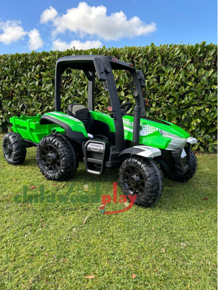 AgriRider Pro™ 24V Electric Ride-On Tractor & Trailer Green