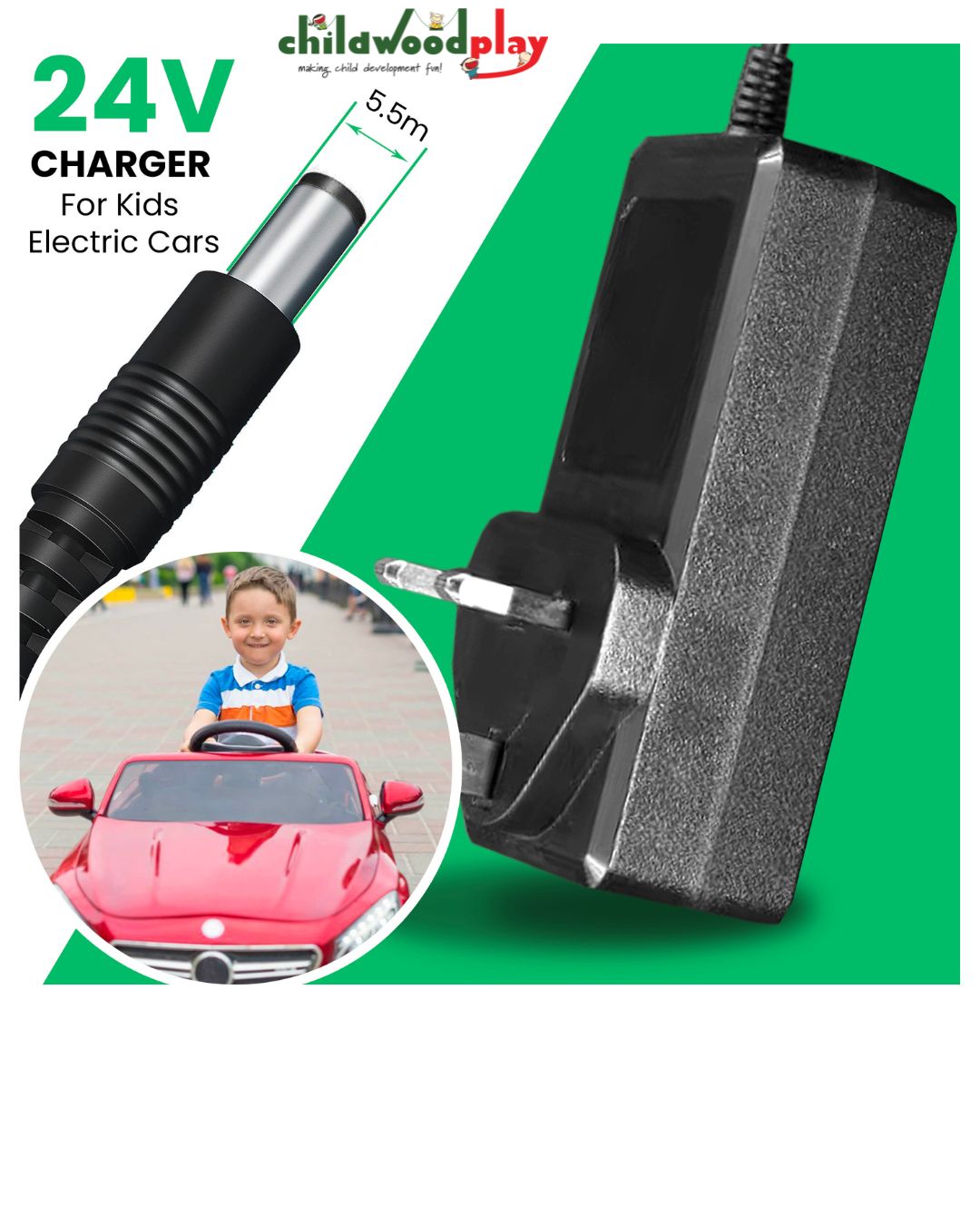 24v Battery Charger for Kids Electric Ride on Cars /Jeeps