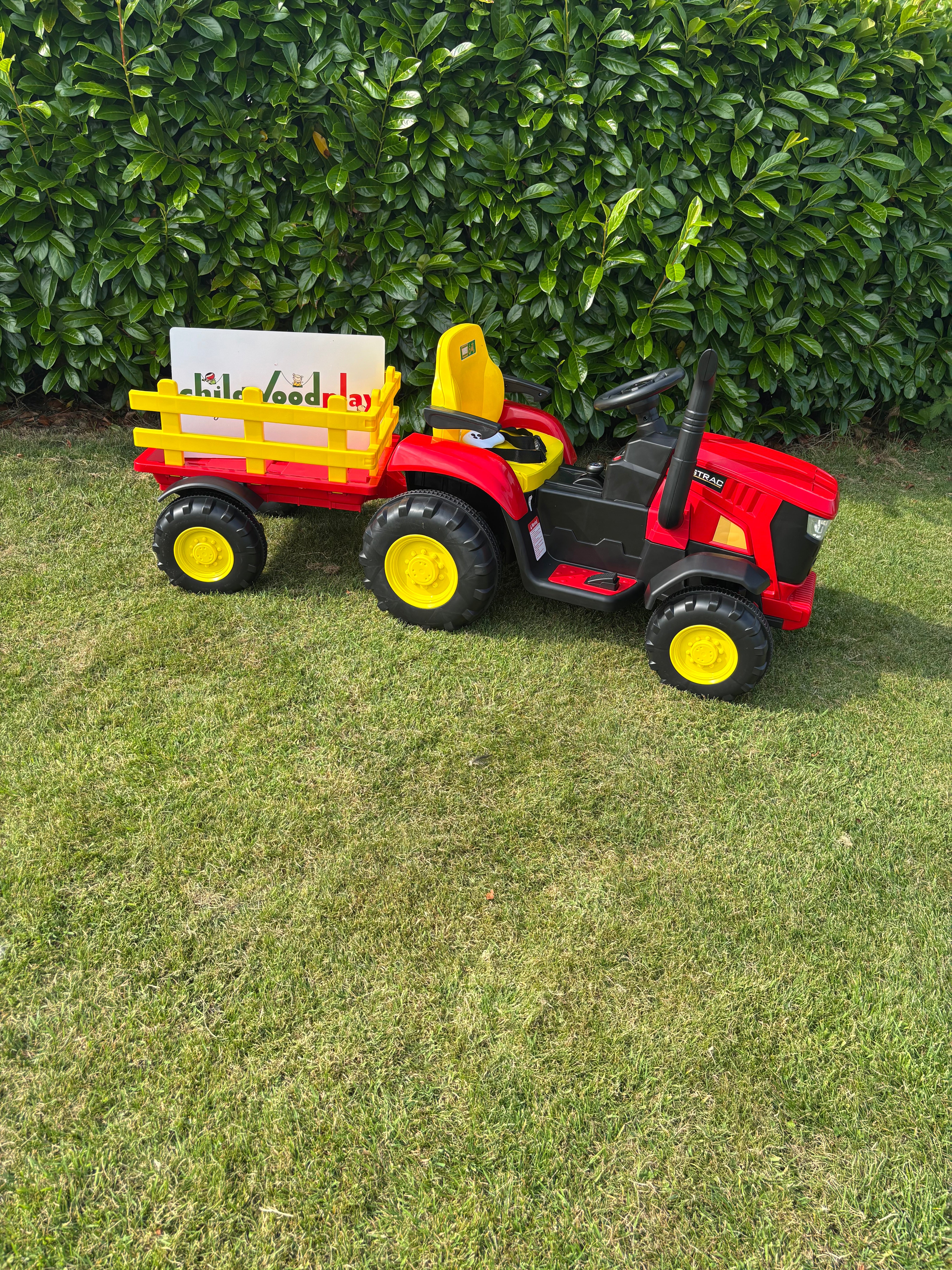 AgriRider 12V Electric Ride On Tractor & Trailer Red