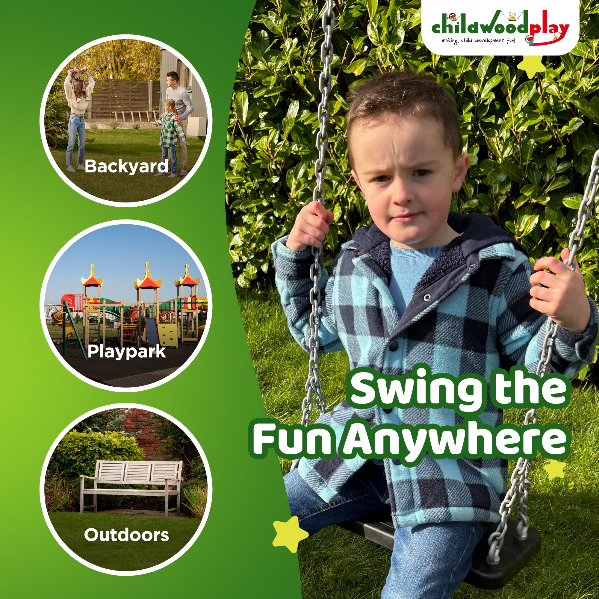 Child Rubber Swing Seat with Chains – Commercial Grade for Playgrounds & Parks