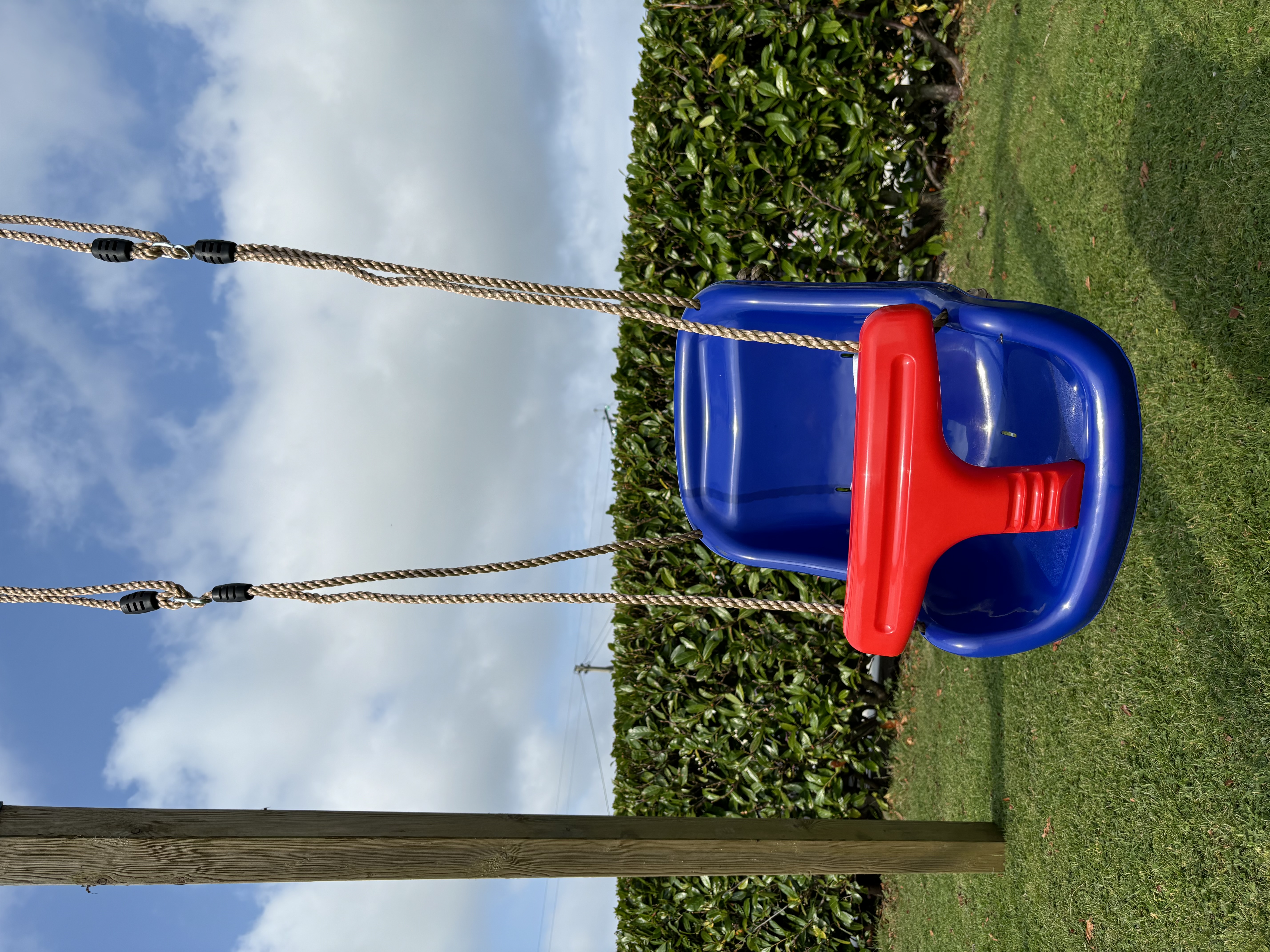 Deluxe Baby Swing Seat with High Back, T-Bar & Safety Belt Blue