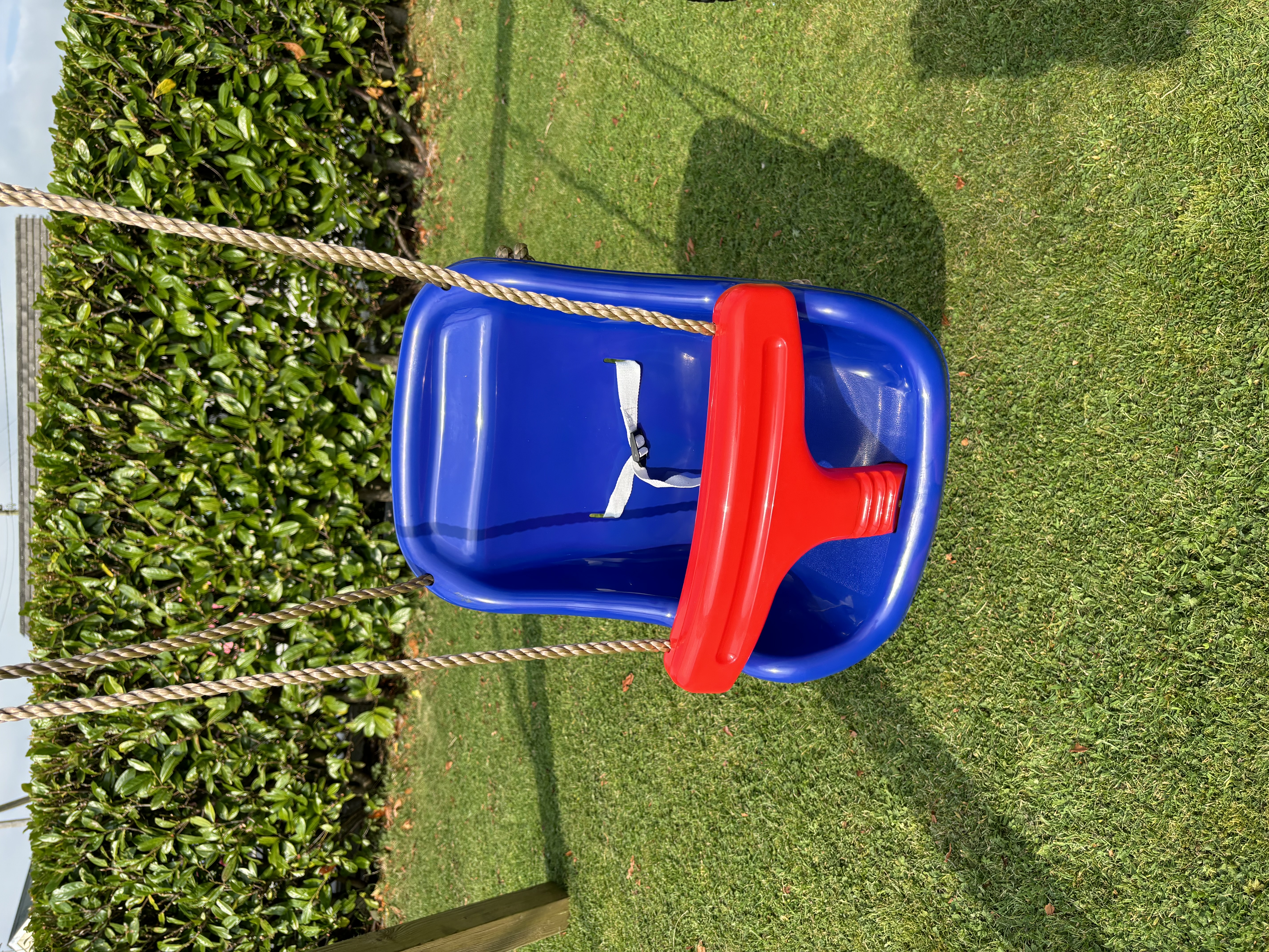 Deluxe Baby Swing Seat with High Back, T-Bar & Safety Belt Blue