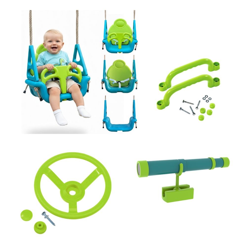 GrowSwing™ 3-in-1 Baby Swing & Play Accessories Bundle – Telescope, Steering Wheel & Handles - Climbing Frame Accessories