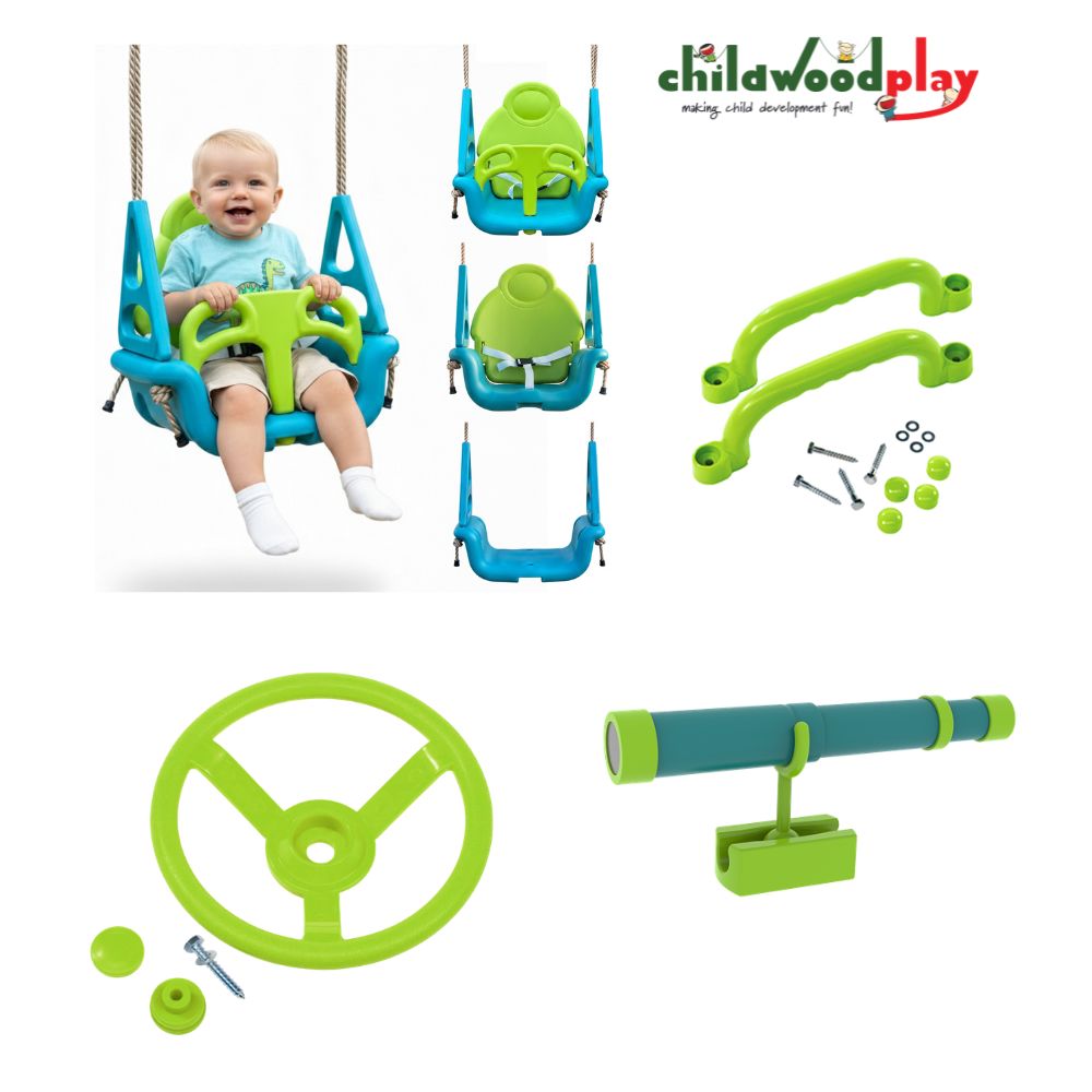 GrowSwing™ 3-in-1 Baby Swing & Play Accessories Bundle – Telescope, Steering Wheel & Handles