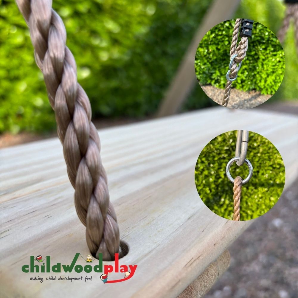 Wooden Swing Seat with Adjustable Ropes – Pinewood Garden Swing Seat
