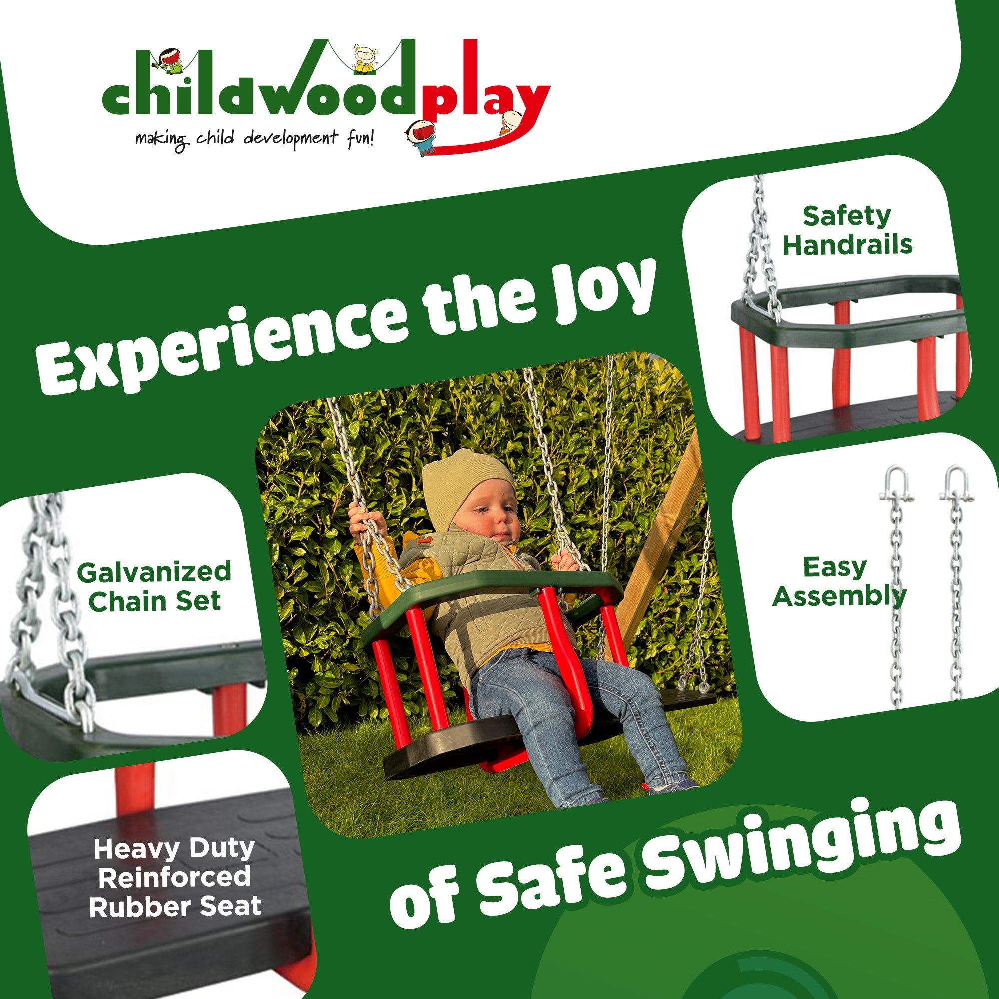 Commercial Baby Swing Seat with Chains – Heavy Duty Toddler Cradle Bucket Seat