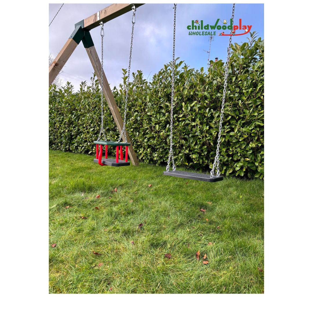 Playground Swing Bundle - Rubber Baby Seat & Rubber Flat Seat with Chains