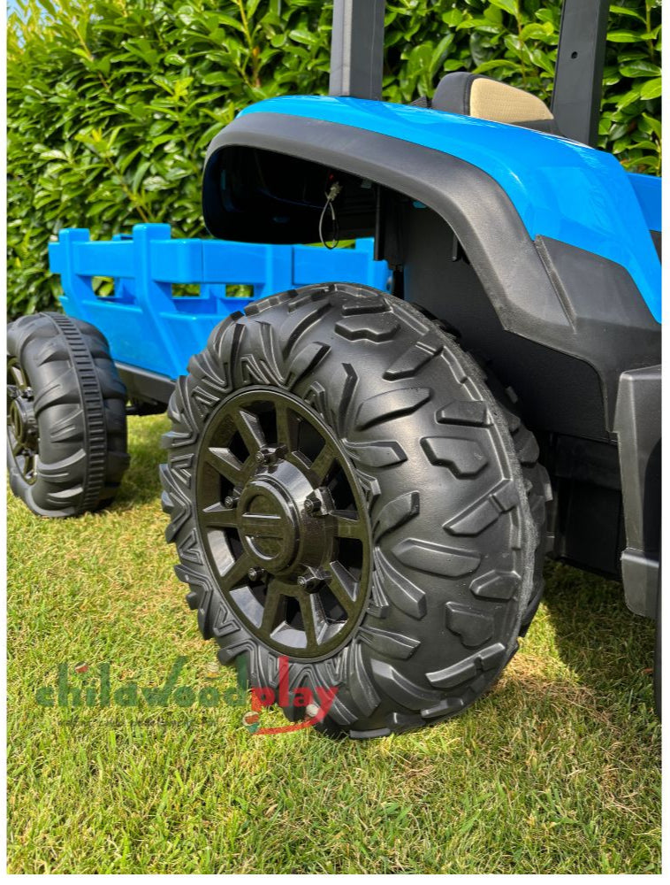 AgriRider Pro™ 24V Electric Ride-On Tractor & Trailer Blue