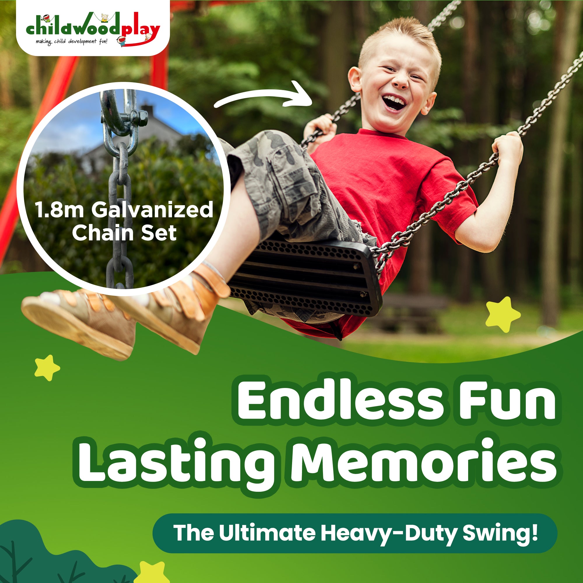 Child Rubber Swing Seat with Chains – Commercial Grade for Playgrounds & Parks